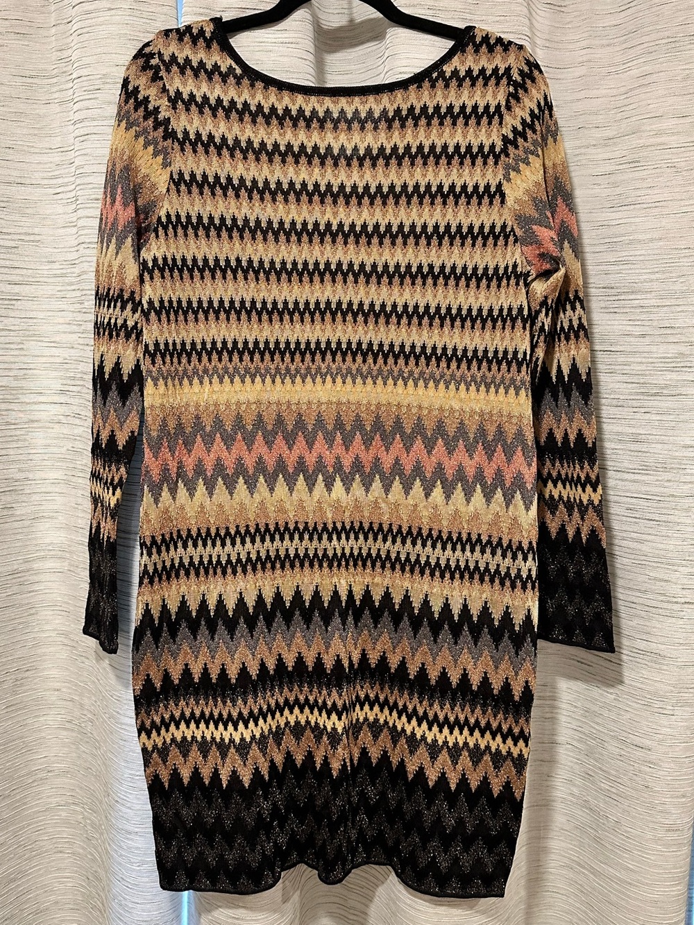 Missoni Low-back Knit Dress in Black, Gold, & Pink